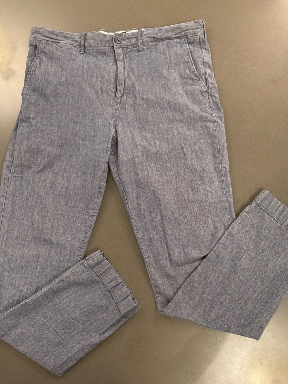 J. Crew men’s Heathered Blue Chinos. 34/32
